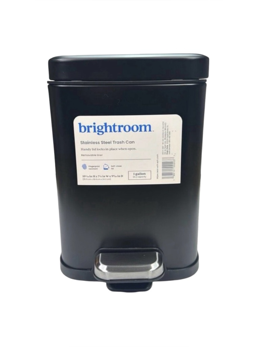 Brightroom x Target Stainless Steel Trash Can 1 gallon / 4L - 10” x 7.25” x 9.5”
